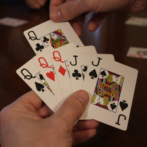 A sheepshead 'granny' hand being played