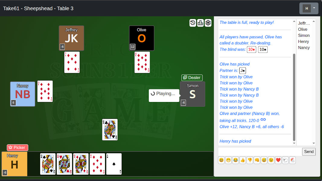 Take61 Game In Progress